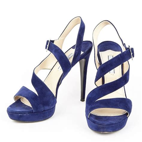 blue suede prada heels|Prada high heels.